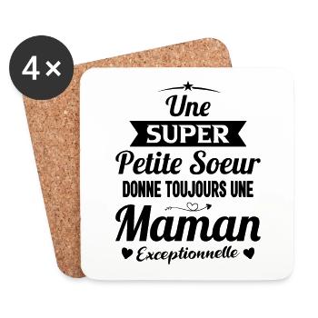 Petite soeur future mère maman cadeau drôle sœur - Dessous de verre (lot de 4) - blanc - Devant