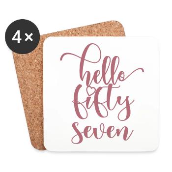 Hello Fifty Seven Cute 57 Years Old Birthday - Coasters (set of 4) - white - Front