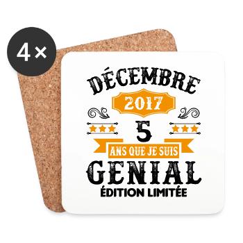 5 Ans Anniversaire Vintage En Décembre 2017 - Dessous de verre (lot de 4) - blanc - Devant