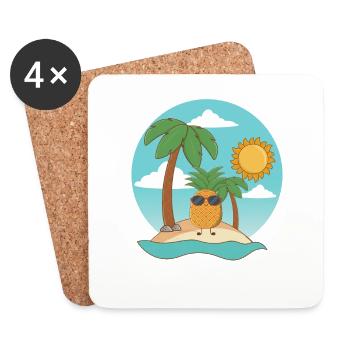 Ani on the island pineapple summer - Coasters (set of 4) - white - Front