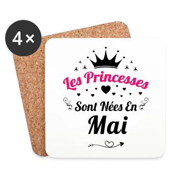 Les Princesses Sont Nées En Mai Anniversaire - Dessous de verre (lot de 4) - blanc - Devant