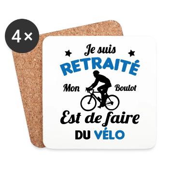 Retraité Mon Boulot Est De Faire Du Vélo Humour - Dessous de verre (lot de 4) - blanc - Devant