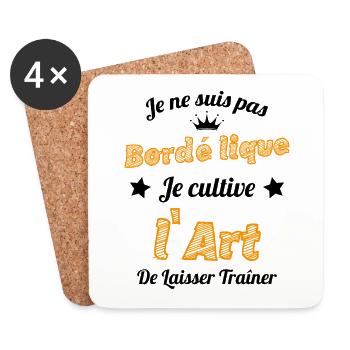 Pas Bordélique l'art De Laisser Traîner Humour - Dessous de verre (lot de 4) - blanc - Devant