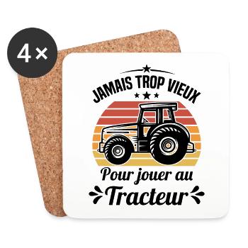 Jamais trop vieux pour jouer au tracteur - Dessous de verre (lot de 4) - blanc - Devant