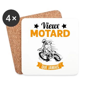 Vieux Motard Que Jamais Humour Cadeau - Dessous de verre (lot de 4) - blanc - Devant