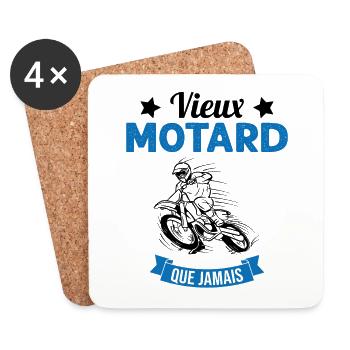 Vieux Motard Que Jamais Humour Cadeau - Dessous de verre (lot de 4) - blanc - Devant