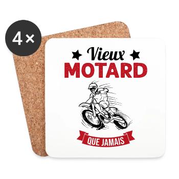 Vieux Motard Que Jamais Humour Cadeau - Dessous de verre (lot de 4) - blanc - Devant
