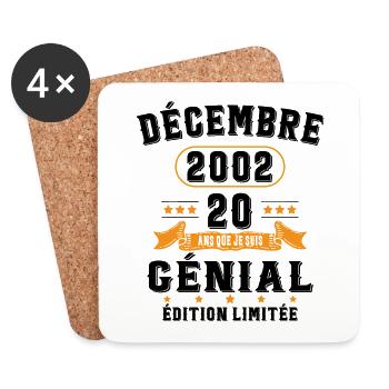 20 Ans Anniversaire Vintage Né(e) en Décembre 2002 - Dessous de verre (lot de 4) - blanc - Devant