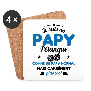 Un Papy Pétanque Comme Un Papy Normal - Dessous de verre (lot de 4) - blanc - Devant