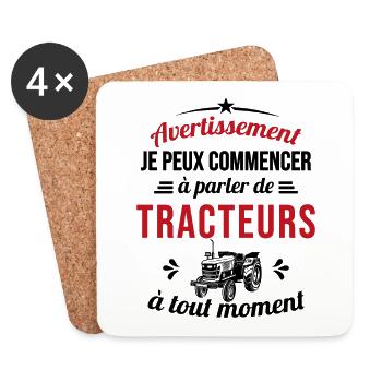 Parler De tracteurs À Tout Moment Pour Agriculteur - Dessous de verre (lot de 4) - blanc - Devant