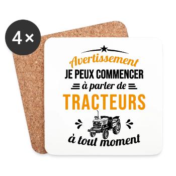 Parler De tracteurs À Tout Moment Pour Agriculteur - Dessous de verre (lot de 4) - blanc - Devant