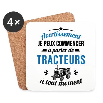 Parler De tracteurs À Tout Moment Pour Agriculteur - Dessous de verre (lot de 4) - blanc - Devant