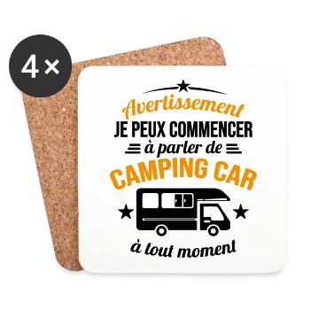 Parler de Camping Car à tout Moment Cadeau Humour - Dessous de verre (lot de 4) - blanc - Devant