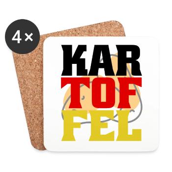 Deutsche Kartoffel - Parodie Scherz Nationalflagge - Untersetzer (4er-Set) - Weiß - Vorne