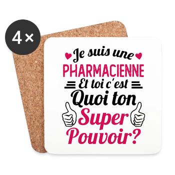 Je suis une pharmacienne c'est mon super pouvoir - Dessous de verre (lot de 4) - blanc - Devant