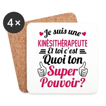 Je suis une Kiné c'est mon super pouvoir - Dessous de verre (lot de 4) - blanc - Devant