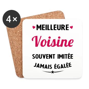 Meilleure voisine souvent imitée jamais égalée - Dessous de verre (lot de 4) - blanc - Devant