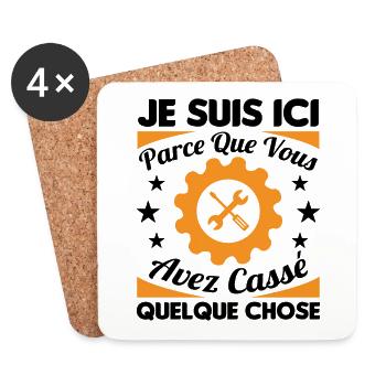 Humour Mécanicien Mécano Mécanique Auto Garagiste - Dessous de verre (lot de 4) - blanc - Devant