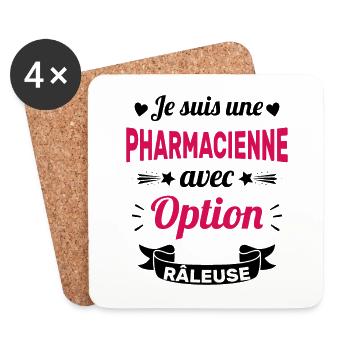 Je suis une pharmacienne avec option râleuse - Dessous de verre (lot de 4) - blanc - Devant