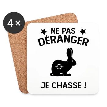 Ne Pas déranger Je Chasse ! - Dessous de verre (lot de 4) - blanc - Devant