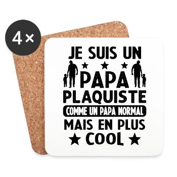 Plaquiste fête des pères futur papa - Dessous de verre (lot de 4) - blanc - Devant