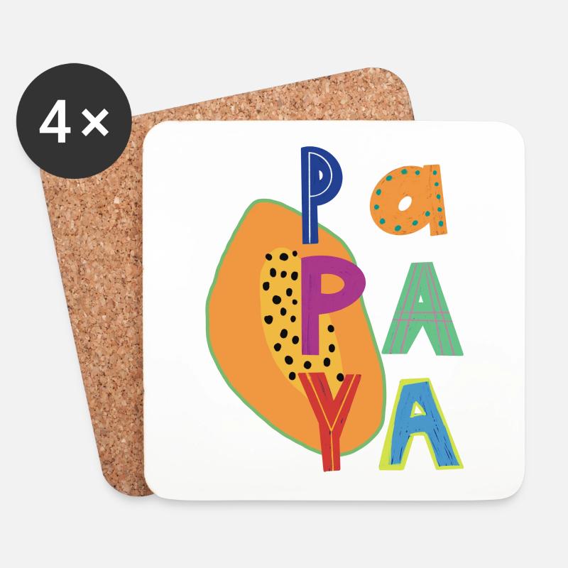 Papaya - Untersetzer (4er-Set) - Weiß