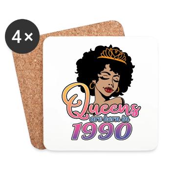 Queens Are Born In 1990 - 32nd Birthday For Women - Coasters (set of 4) - white - Front