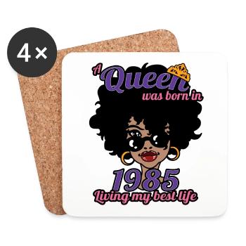 A Queen Was Born In 1985 - 37 Years Old Birthday - Coasters (set of 4) - white - Front