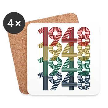 Cool Retro 1948, 74 Jahre alt, Geschenk zum 74. Geburtstag - Untersetzer (4er-Set) - Weiß - Vorne