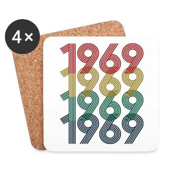 1969 Vintage 55th Birthday Men Women 55 Years Old - Coasters (set of 4) - white - Front