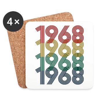 Cool Retro 1968, 54 Years Old, 54th Birthday Gift - Coasters (set of 4) - white - Front