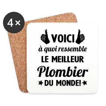 Le Meilleur Plombier du Monde Cadeau Plombier - Dessous de verre (lot de 4) - blanc - Devant