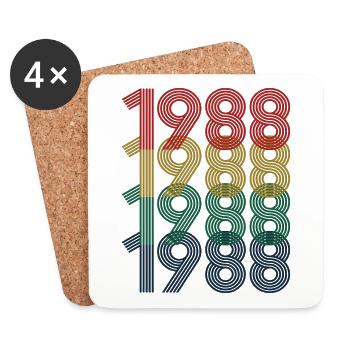 Cool Retro 1988, 34 Years Old, 34th Birthday Gift - Coasters (set of 4) - white - Front