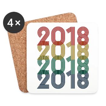Cool Retro 2018, 5 Years Old, 5th Birthday Kids - Coasters (set of 4) - white - Front