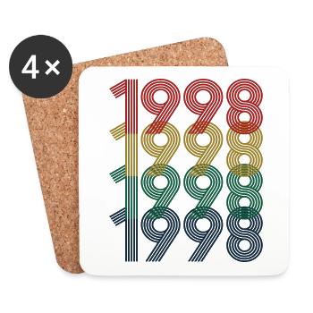Cool Retro 1998, 24 Jahre alt, Geschenk zum 24. Geburtstag - Untersetzer (4er-Set) - Weiß - Vorne