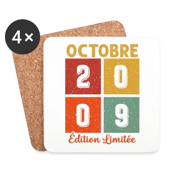 Octobre 2009 Vintage - Dessous de verre (lot de 4) - blanc - Devant