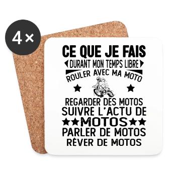 ce que je fais pendant mon temps libre moto motard - Dessous de verre (lot de 4) - blanc - Devant