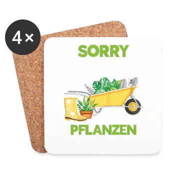 Sorry Keine Zeit Meine Pflanzen Needchen Mich - Untersetzer (4er-Set) - Weiß - Vorne