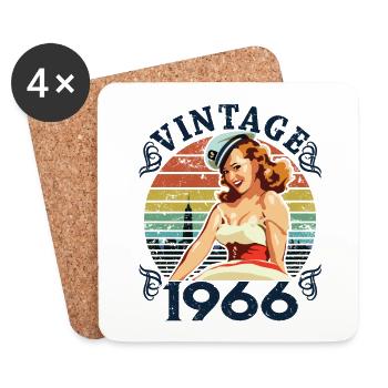 Retro Pin-up Girl Vintage 1966, 56 ans - Dessous de verre (lot de 4) - blanc - Devant