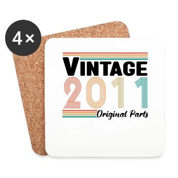 Vintage 2011 Original Parts Birthday Gift - Coasters (set of 4) - white - Front