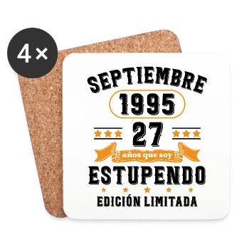27 Ans Anniversaire Vintage Né(e) Septembre 1995 - Dessous de verre (lot de 4) - blanc - Devant