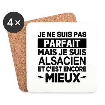 Je ne suis pas parfait mais Alsacien Alsace Cadeau - Dessous de verre (lot de 4) - blanc - Devant