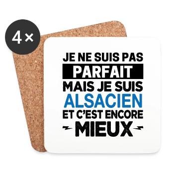 Je ne suis pas parfait mais Alsacien Alsace Cadeau - Dessous de verre (lot de 4) - blanc - Devant