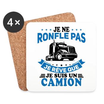 Je Ne Ronfle Pas Je Rêve Que Je Suis Un Camion - Dessous de verre (lot de 4) - blanc - Devant