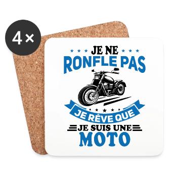 Je Ne Ronfle Pas Je Rêve Que Je Suis Une Moto - Dessous de verre (lot de 4) - blanc - Devant