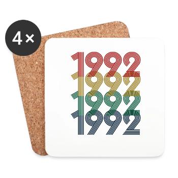 Cool Retro 1992, 30 ans, cadeau de 30e anniversaire - Dessous de verre (lot de 4) - blanc - Devant