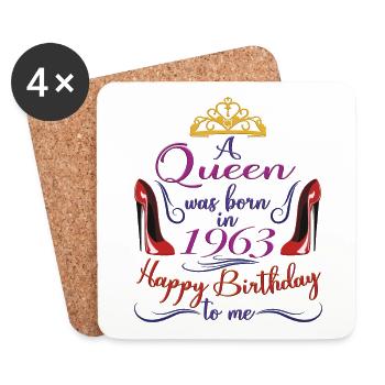 A Queen Was Born In 1963 - 60 Years Old Birthday - Coasters (set of 4) - white - Front