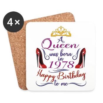A Queen Was Born In 1978 - 44 Years Old Birthday - Coasters (set of 4) - white - Front