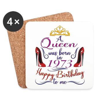 A Queen Was Born In 1973 - 50 Years Old Birthday - Coasters (set of 4) - white - Front