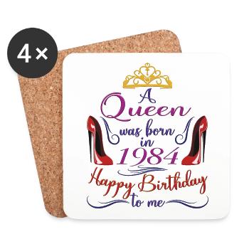 1984, 40e anniversaire pour les femmes Reine 40 ans - Dessous de verre (lot de 4) - blanc - Devant